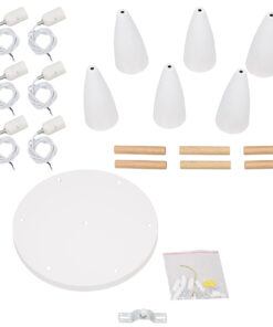 GLOBOSTAR® DILLON 00629 Μοντέρνο Κρεμαστό Φωτιστικό Οροφής με Ντουί 6 x E27 AC 220-240V IP20 - Λευκό & Μπεζ - Μ52 x Π52 x Y130cm 17 00629 8