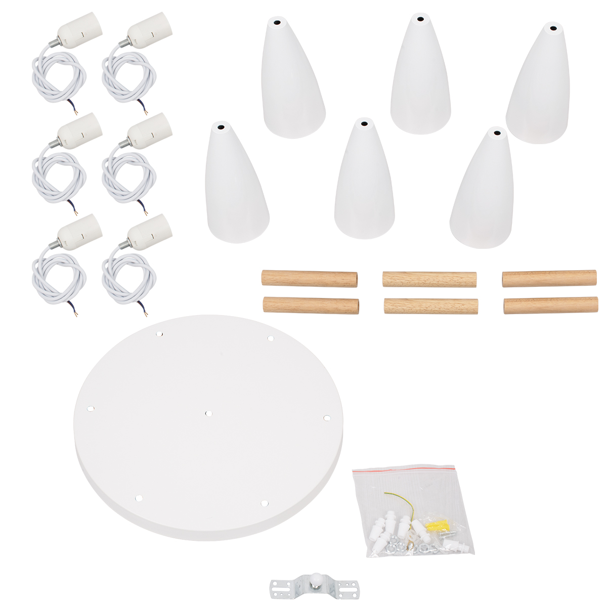 GLOBOSTAR® DILLON 00629 Μοντέρνο Κρεμαστό Φωτιστικό Οροφής με Ντουί 6 x E27 AC 220-240V IP20 - Λευκό & Μπεζ - Μ52 x Π52 x Y130cm 10 GLOBOSTAR® DILLON 00629 Μοντέρνο Κρεμαστό Φωτιστικό Οροφής με Ντουί 6 x E27 AC 220-240V IP20 - Λευκό & Μπεζ - Μ52 x Π52 x Y130cm - Image 8