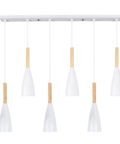 Alternative view of GLOBOSTAR® DILLON 00633 Μοντέρνο Κρεμαστό Φωτιστικό Οροφής με Ντουί 6 x E27 AC 220-240V IP20 - Λευκό & Μπεζ - Μ84 x Π14 x Υ130cm