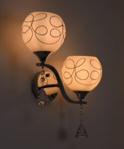 Alternative view of GloboStar® CANTER 00635 Μοντέρνο Επιτοίχιο Φωτιστικό Απλίκα Δίφωτο 2 x E27 IP20 Ασημί Μέταλλο με Λευκό Γυαλί - Μ32 x Π15 x Υ40cm