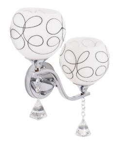 GloboStar® CANTER 00635 Μοντέρνο Επιτοίχιο Φωτιστικό Απλίκα Δίφωτο 2 x E27 IP20 Ασημί Μέταλλο με Λευκό Γυαλί - Μ32 x Π15 x Υ40cm 13 00635 4