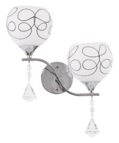 GloboStar® CANTER 00635 Μοντέρνο Επιτοίχιο Φωτιστικό Απλίκα Δίφωτο 2 x E27 IP20 Ασημί Μέταλλο με Λευκό Γυαλί - Μ32 x Π15 x Υ40cm 15 00635 6