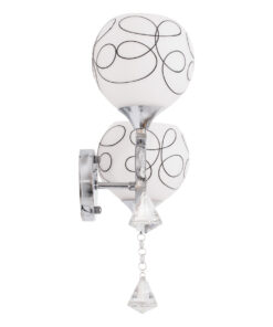 GloboStar® CANTER 00635 Μοντέρνο Επιτοίχιο Φωτιστικό Απλίκα Δίφωτο 2 x E27 IP20 Ασημί Μέταλλο με Λευκό Γυαλί - Μ32 x Π15 x Υ40cm 17 00635 8