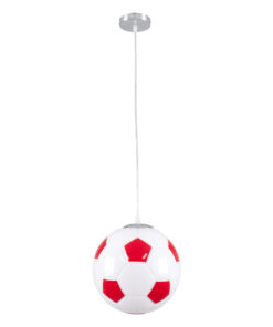 GLOBOSTAR® FOOTBALL 00646 Παιδικό Κρεμαστό Φωτιστικό Οροφής με Ντουί 1 x E27 AC 220-240V IP20 - Λευκό & Κόκκινο - Μ25 x Π25 x Υ25cm 12 00646 3