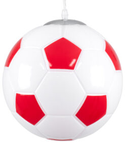 GLOBOSTAR® FOOTBALL 00646 Παιδικό Κρεμαστό Φωτιστικό Οροφής με Ντουί 1 x E27 AC 220-240V IP20 - Λευκό & Κόκκινο - Μ25 x Π25 x Υ25cm 13 00646 4