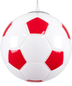 GLOBOSTAR® FOOTBALL 00646 Παιδικό Κρεμαστό Φωτιστικό Οροφής με Ντουί 1 x E27 AC 220-240V IP20 - Λευκό & Κόκκινο - Μ25 x Π25 x Υ25cm 14 00646 5