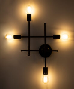 Alternative view of GloboStar® PIPING 00661 Vintage Επιτοίχιο Φωτιστικό Πολύφωτο 4 x E27 IP20 Μαύρο Μέταλλο - Μ40 x Π9 x Υ52cm