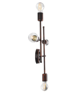 GloboStar® PIPING 00662 Vintage Επιτοίχιο Φωτιστικό Πολύφωτο 4 x E27 IP20 Χάλκινο Μέταλλο - Μ40 x Π9 x Υ52cm 10 00662 4