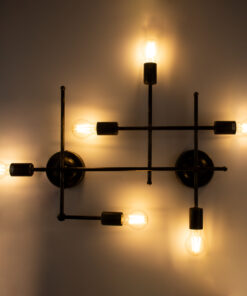 Alternative view of GloboStar® PIPING 00666-1 Vintage Φωτιστικό Οροφής Πλέγμα Πολύφωτο 6 x E27 IP20 Μπρούτζινο Μέταλλο - Μ66 x Π9.5 x Υ49cm