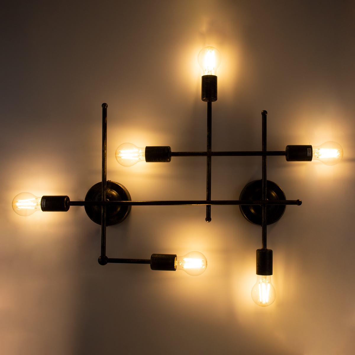 GloboStar® PIPING 00666 Vintage Επιτοίχιο Φωτιστικό Πολύφωτο 6 x E27 IP20 Μπρούτζινο Μέταλλο - Μ66 x Π9.5 x Υ49cm 4 GloboStar® PIPING 00666 Vintage Επιτοίχιο Φωτιστικό Πολύφωτο 6 x E27 IP20 Μπρούτζινο Μέταλλο - Μ66 x Π9.5 x Υ49cm - Image 2