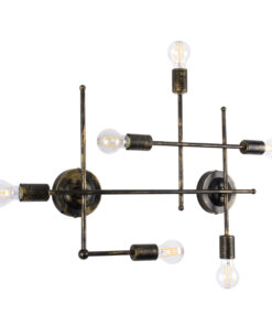GloboStar® PIPING 00666 Vintage Επιτοίχιο Φωτιστικό Πολύφωτο 6 x E27 IP20 Μπρούτζινο Μέταλλο - Μ66 x Π9.5 x Υ49cm 10 00666 3