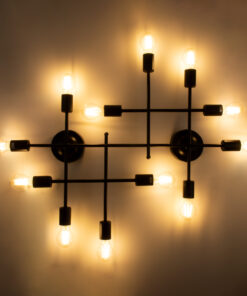 Alternative view of GloboStar® PIPING 00667 Vintage Επιτοίχιο Φωτιστικό Πολύφωτο 12 x E27 IP20 Μαύρο Μέταλλο - Μ78.5 x Π9.5 x Υ64cm