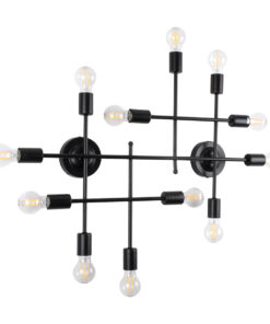 GloboStar® PIPING 00667 Vintage Επιτοίχιο Φωτιστικό Πολύφωτο 12 x E27 IP20 Μαύρο Μέταλλο - Μ78.5 x Π9.5 x Υ64cm 10 00667 3