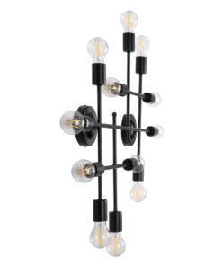 GloboStar® PIPING 00667 Vintage Επιτοίχιο Φωτιστικό Πολύφωτο 12 x E27 IP20 Μαύρο Μέταλλο - Μ78.5 x Π9.5 x Υ64cm 11 00667 4