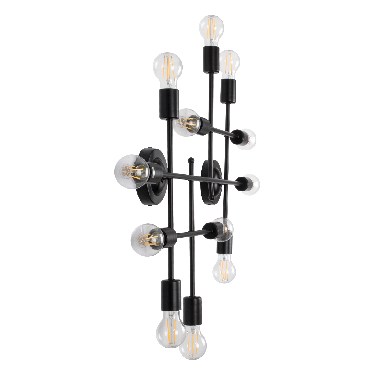 GloboStar® PIPING 00667 Vintage Επιτοίχιο Φωτιστικό Πολύφωτο 12 x E27 IP20 Μαύρο Μέταλλο - Μ78.5 x Π9.5 x Υ64cm 6 GloboStar® PIPING 00667 Vintage Επιτοίχιο Φωτιστικό Πολύφωτο 12 x E27 IP20 Μαύρο Μέταλλο - Μ78.5 x Π9.5 x Υ64cm - Image 4