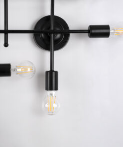 GloboStar® PIPING 00667 Vintage Επιτοίχιο Φωτιστικό Πολύφωτο 12 x E27 IP20 Μαύρο Μέταλλο - Μ78.5 x Π9.5 x Υ64cm 12 00667 5