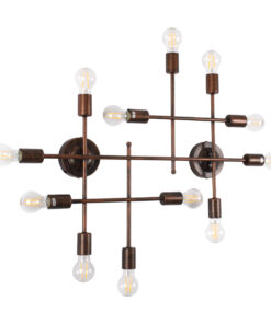 GloboStar® PIPING 00668 Vintage Επιτοίχιο Φωτιστικό Πολύφωτο 12 x E27 IP20 Χάλκινο Μέταλλο - Μ78.5 x Π9.5 x Υ64cm 10 00668 3