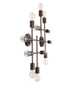 GloboStar® PIPING 00668-1 Vintage Φωτιστικό Οροφής Πλέγμα Πολύφωτο 12 x E27 IP20 Χάλκινο Μέταλλο - Μ78.5 x Π9.5 x Υ64cm 11 00668 4 1