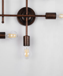 GloboStar® PIPING 00668 Vintage Επιτοίχιο Φωτιστικό Πολύφωτο 12 x E27 IP20 Χάλκινο Μέταλλο - Μ78.5 x Π9.5 x Υ64cm 12 00668 5