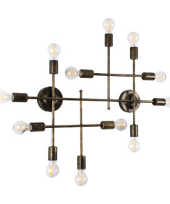 GloboStar® PIPING 00669-1 Vintage Φωτιστικό Οροφής Πλέγμα Πολύφωτο 12 x E27 IP20 Μπρούτζινο Μέταλλο - Μ78.5 x Π9.5 x Υ64cm 10 00669 3 1