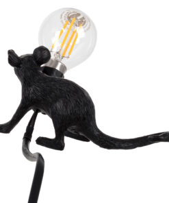 GloboStar® MOUSE 00675 Vintage Επιτραπέζιο Φωτιστικό Πορτατίφ Μονόφωτο 1 x E12 IP20 Μαύρο Πλαστικό - Μ13 x Π4 x Υ7cm 10 00675 3