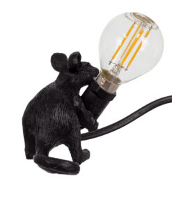 GloboStar® MOUSE 00675 Vintage Επιτραπέζιο Φωτιστικό Πορτατίφ Μονόφωτο 1 x E12 IP20 Μαύρο Πλαστικό - Μ13 x Π4 x Υ7cm 11 00675 4