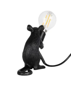 GLOBOSTAR® MOUSE 00678 Vintage Επιτραπέζιο Φωτιστικό Πορτατίφ με Ντουί 1 x E27 AC 220-240V IP20 - Μαύρο - Μ12 x Π4 x Υ10cm 10 00678 4