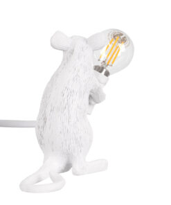 GloboStar® MOUSE 00679 Vintage Επιτραπέζιο Φωτιστικό Πορτατίφ Μονόφωτο 1 x E12 IP20 Λευκό Πλαστικό - Μ12 x Π4 x Υ10cm 10 00679 3