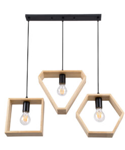 GLOBOSTAR® ELISE 00682 Μοντέρνο Κρεμαστό Φωτιστικό Οροφής με Ντουί 3 x E27 AC 220-240V IP20 - Μπεζ & Μαύρο - Μ76 x Π8 x Υ25cm 12 00682 3