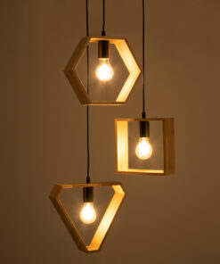 GLOBOSTAR® ELISE 00683 Μοντέρνο Κρεμαστό Φωτιστικό Οροφής με Ντουί 3 x E27 AC 220-240V IP20 - Μπεζ & Μαύρο - Μ55 x Π55 x Υ130cm 17 00683 8