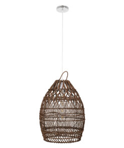 GLOBOSTAR® TAHITI 00711 Boho Κρεμαστό Φωτιστικό Οροφής με Ντουί 1 x E27 AC 220-240V IP20 - Καφέ - Μ38 x Π38 x Υ50cm 13 00711 3