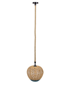 GLOBOSTAR® SIMON 00726 Boho Κρεμαστό Φωτιστικό Οροφής με Ντουί 1 x E27 AC 220-240V IP20 - Μπεζ & Μπλε - Μ30 x Π30 x Υ30cm 13 00726 4