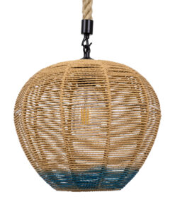 GLOBOSTAR® SIMON 00726 Boho Κρεμαστό Φωτιστικό Οροφής με Ντουί 1 x E27 AC 220-240V IP20 - Μπεζ & Μπλε - Μ30 x Π30 x Υ30cm 14 00726 5