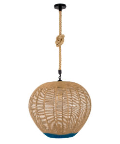 GLOBOSTAR® SIMON 00727 Boho Κρεμαστό Φωτιστικό Οροφής με Ντουί 1 x E27 AC 220-240V IP20 - Μπεζ & Μπλε - Μ50 x Π50 x Y47cm 13 00727 3