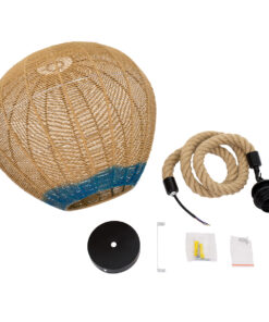 GLOBOSTAR® SIMON 00727 Boho Κρεμαστό Φωτιστικό Οροφής με Ντουί 1 x E27 AC 220-240V IP20 - Μπεζ & Μπλε - Μ50 x Π50 x Y47cm 18 00727 8