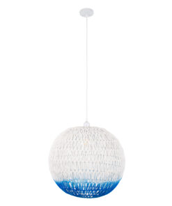 GLOBOSTAR® SANTOR 00729 Boho Κρεμαστό Φωτιστικό Οροφής με Ντουί 1 x E27 AC 220-240V IP20 - Λευκό & Μπλε - Μ50 x Π50 x Y50cm 13 00729 3