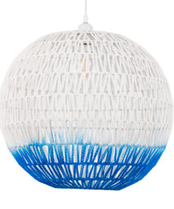 GLOBOSTAR® SANTOR 00729 Boho Κρεμαστό Φωτιστικό Οροφής με Ντουί 1 x E27 AC 220-240V IP20 - Λευκό & Μπλε - Μ50 x Π50 x Y50cm 14 00729 4