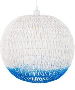 GLOBOSTAR® SANTOR 00729 Boho Κρεμαστό Φωτιστικό Οροφής με Ντουί 1 x E27 AC 220-240V IP20 - Λευκό & Μπλε - Μ50 x Π50 x Y50cm 15 00729 5