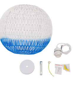 GLOBOSTAR® SANTOR 00729 Boho Κρεμαστό Φωτιστικό Οροφής με Ντουί 1 x E27 AC 220-240V IP20 - Λευκό & Μπλε - Μ50 x Π50 x Y50cm 18 00729 8