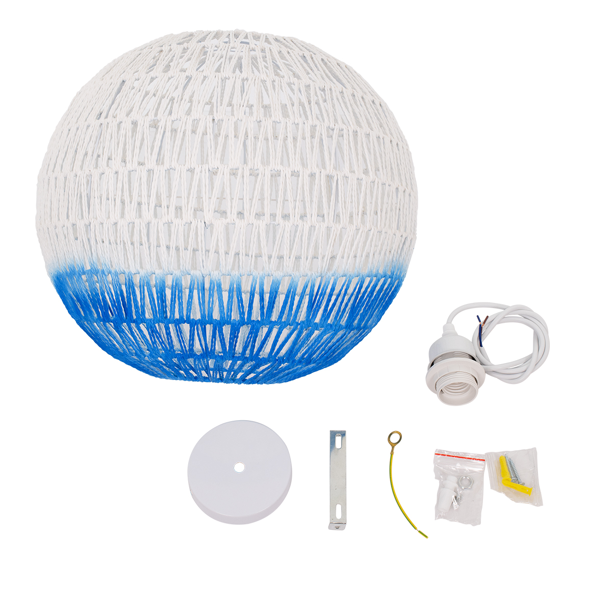 GLOBOSTAR® SANTOR 00729 Boho Κρεμαστό Φωτιστικό Οροφής με Ντουί 1 x E27 AC 220-240V IP20 - Λευκό & Μπλε - Μ50 x Π50 x Y50cm 10 GLOBOSTAR® SANTOR 00729 Boho Κρεμαστό Φωτιστικό Οροφής με Ντουί 1 x E27 AC 220-240V IP20 - Λευκό & Μπλε - Μ50 x Π50 x Y50cm - Image 8