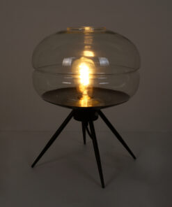 Alternative view of GloboStar® JAVAN 00736 Μοντέρνο Επιτραπέζιο Φωτιστικό Πορτατίφ Μονόφωτο 1 x E27 IP20 Διάφανο Γυαλί με Μαύρο Μέταλλο - Μ30 x Π30 x Υ19cm