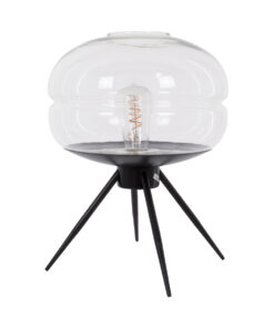 GloboStar® JAVAN 00736 Μοντέρνο Επιτραπέζιο Φωτιστικό Πορτατίφ Μονόφωτο 1 x E27 IP20 Διάφανο Γυαλί με Μαύρο Μέταλλο - Μ30 x Π30 x Υ19cm 13 00736 3