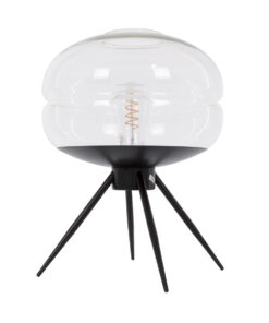 GloboStar® JAVAN 00736 Μοντέρνο Επιτραπέζιο Φωτιστικό Πορτατίφ Μονόφωτο 1 x E27 IP20 Διάφανο Γυαλί με Μαύρο Μέταλλο - Μ30 x Π30 x Υ19cm 14 00736 4