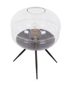 GloboStar® JAVAN 00736 Μοντέρνο Επιτραπέζιο Φωτιστικό Πορτατίφ Μονόφωτο 1 x E27 IP20 Διάφανο Γυαλί με Μαύρο Μέταλλο - Μ30 x Π30 x Υ19cm 15 00736 5