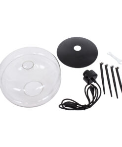 GloboStar® JAVAN 00736 Μοντέρνο Επιτραπέζιο Φωτιστικό Πορτατίφ Μονόφωτο 1 x E27 IP20 Διάφανο Γυαλί με Μαύρο Μέταλλο - Μ30 x Π30 x Υ19cm 19 00736 9