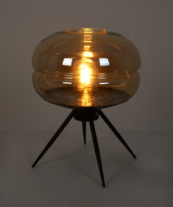 Alternative view of GloboStar® JAVAN 00737 Μοντέρνο Επιτραπέζιο Φωτιστικό Πορτατίφ Μονόφωτο 1 x E27 IP20 Μελί Γυαλί με Μαύρο Μέταλλο - Μ30 x Π30 x Y19cm