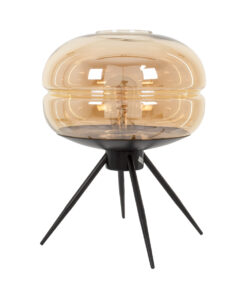 GloboStar® JAVAN 00737 Μοντέρνο Επιτραπέζιο Φωτιστικό Πορτατίφ Μονόφωτο 1 x E27 IP20 Μελί Γυαλί με Μαύρο Μέταλλο - Μ30 x Π30 x Y19cm 13 00737 3