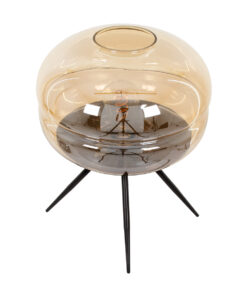 GloboStar® JAVAN 00737 Μοντέρνο Επιτραπέζιο Φωτιστικό Πορτατίφ Μονόφωτο 1 x E27 IP20 Μελί Γυαλί με Μαύρο Μέταλλο - Μ30 x Π30 x Y19cm 15 00737 5