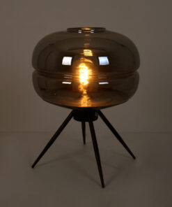 Alternative view of GloboStar® JAVAN 00738 Μοντέρνο Επιτραπέζιο Φωτιστικό Πορτατίφ Μονόφωτο 1 x E27 IP20 Ασημί Γυαλί με Μαύρο Μέταλλο - Μ30 x Π30 x Υ19cm