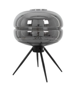 GloboStar® JAVAN 00738 Μοντέρνο Επιτραπέζιο Φωτιστικό Πορτατίφ Μονόφωτο 1 x E27 IP20 Ασημί Γυαλί με Μαύρο Μέταλλο - Μ30 x Π30 x Υ19cm 14 00738 3